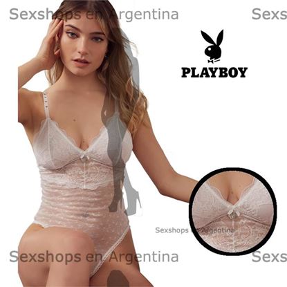 Body blanco semi transparente playboy premium